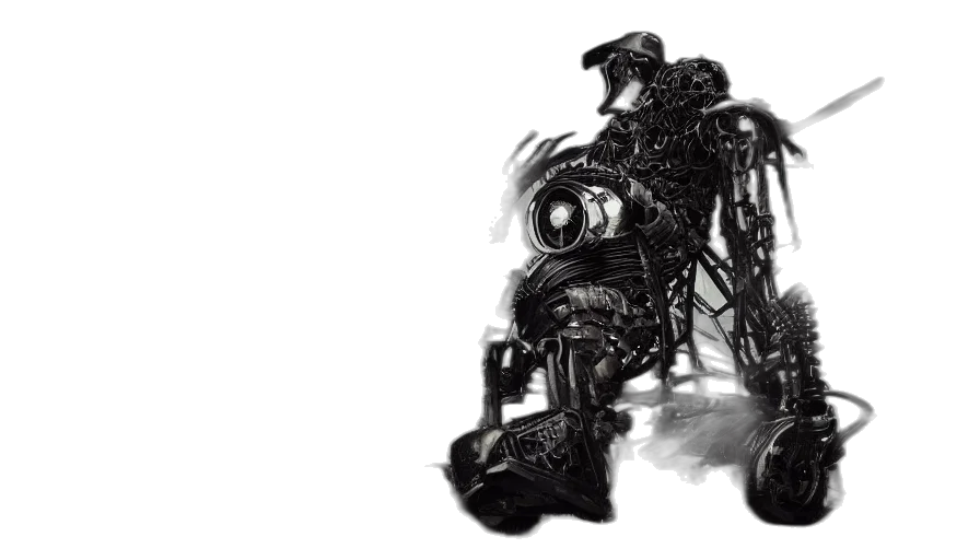 robot, weapon, concept art, cyberpunk transparent PNG cut-out