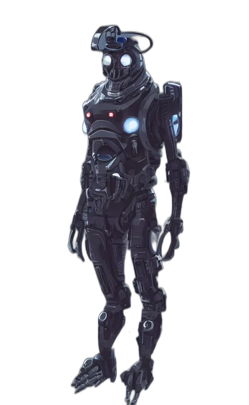 robot, staff, concept art, 3d render transparent PNG cut-out