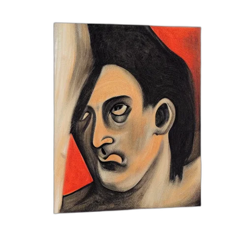 face, mask, jacket, oil painting transparent PNG cut-out