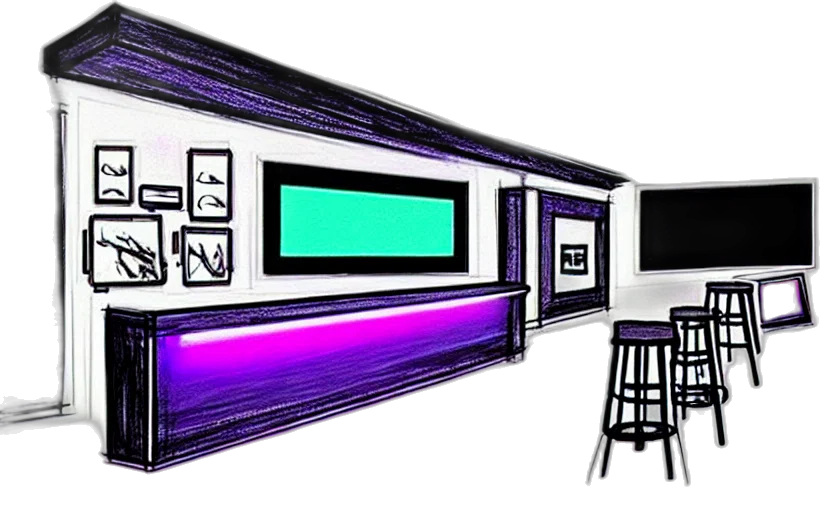 furniture, concept art, 3d render, vaporwave transparent PNG cut-out