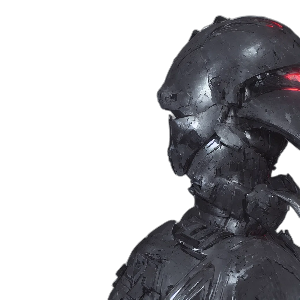 robot, mask, 3d render, concept art transparent PNG cut-out
