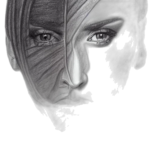 face, mask, photorealistic, pencil sketch transparent PNG cut-out