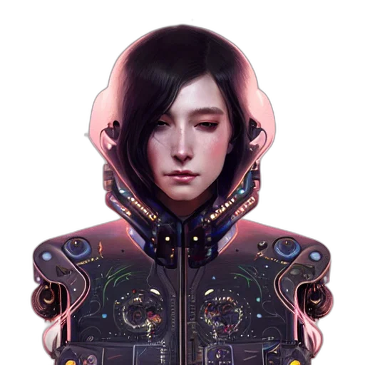 jacket, face, robot, jewelry transparent PNG cut-out