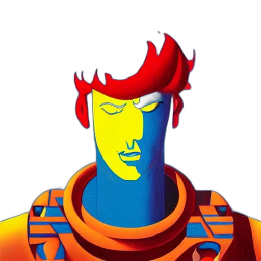robot, face, crown, staff transparent PNG cut-out