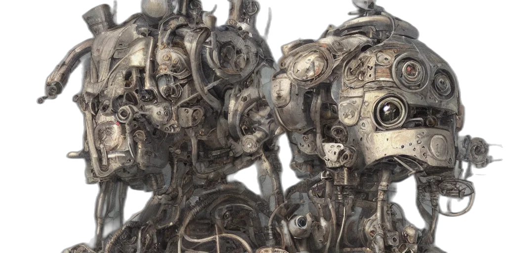 robot, 3d render, concept art, beautiful transparent PNG cut-out