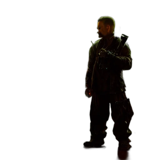 jacket, staff, robot, weapon transparent PNG cut-out