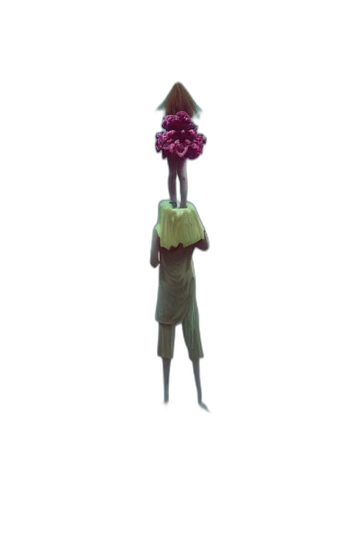 staff, creature, flower, hat transparent PNG cut-out