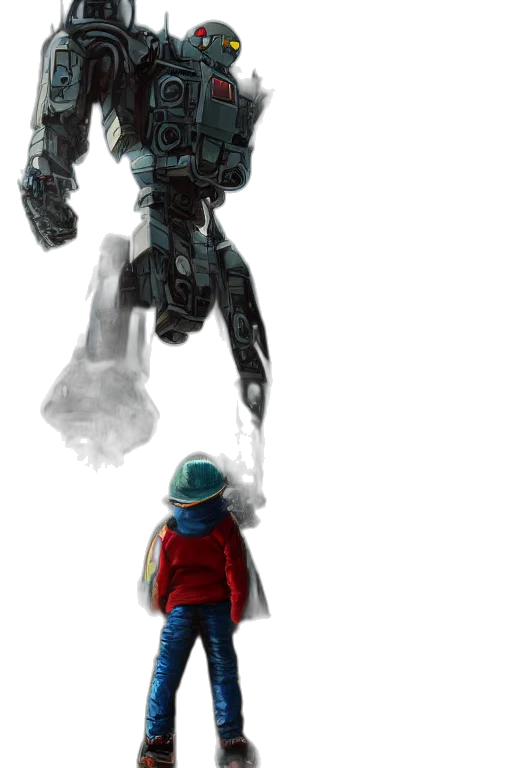 robot, concept art, comic book art, 3d render transparent PNG cut-out