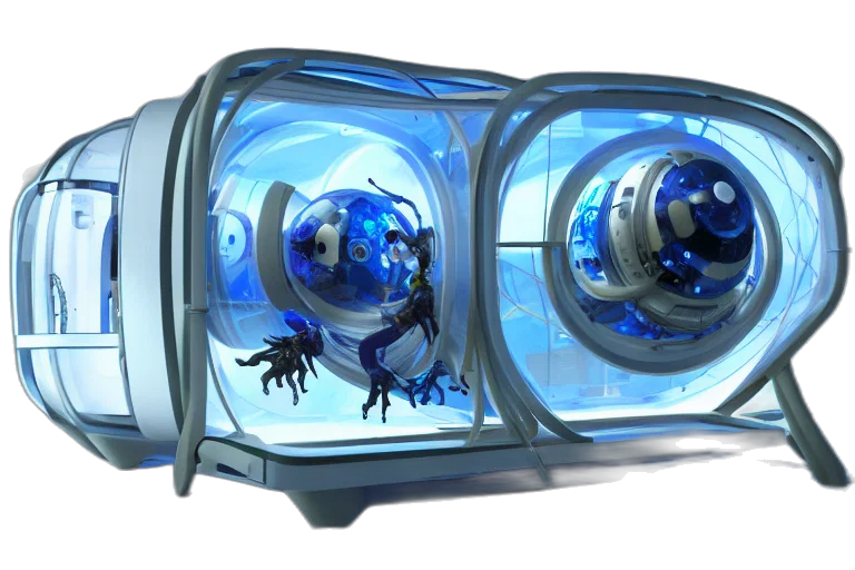 robot, concept art, 3d render, cyberpunk transparent PNG cut-out