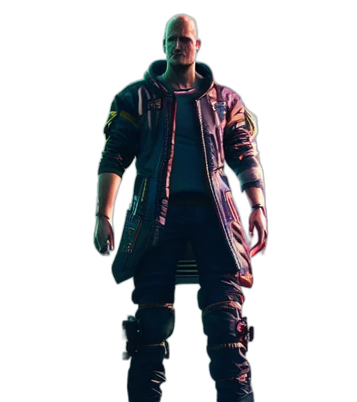 jacket, staff, weapon, face transparent PNG cut-out