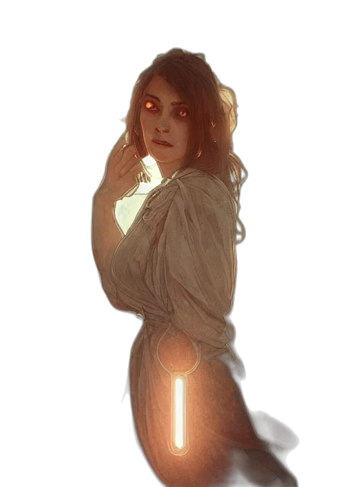 dress, staff, creature, robot transparent PNG cut-out