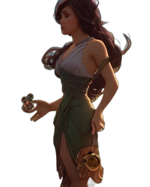 dress, jewelry, staff, weapon transparent PNG cut-out