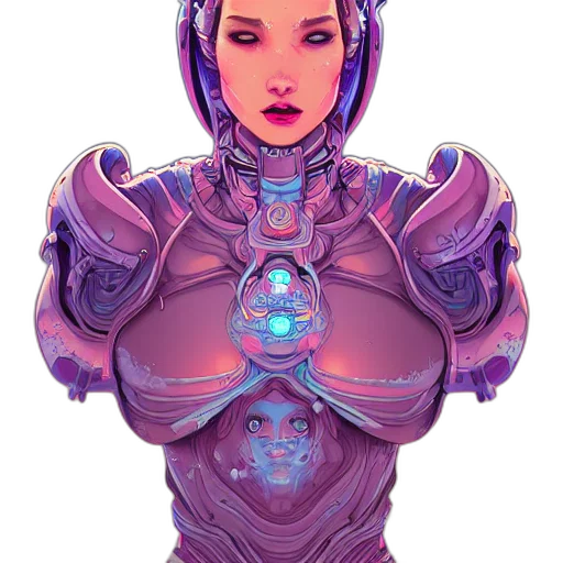 robot, face, dress, cyberpunk transparent PNG cut-out