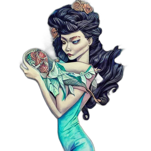 dress, fantasy art, cartoon, concept art transparent PNG cut-out