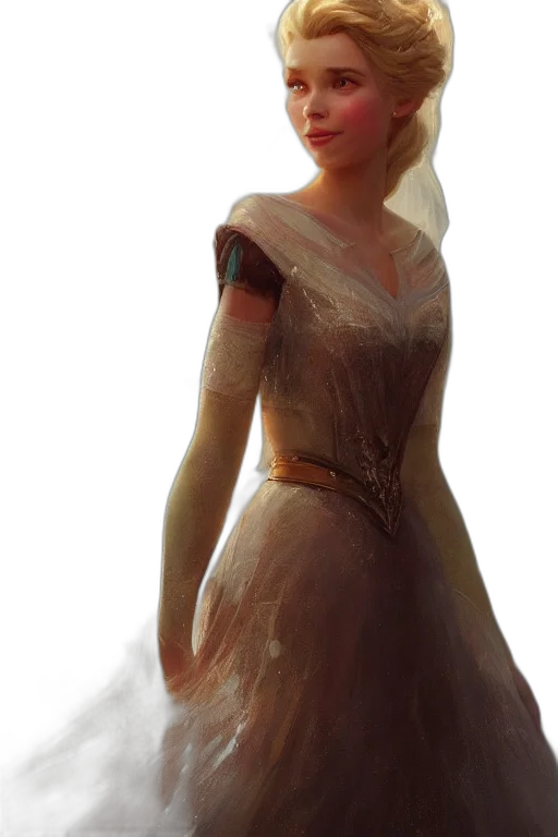 dress, crown, face, staff transparent PNG cut-out
