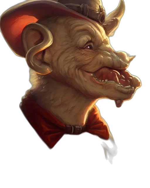 face, staff, creature, hat transparent PNG cut-out