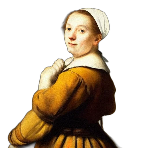 face, dress, jacket, oil painting transparent PNG cut-out