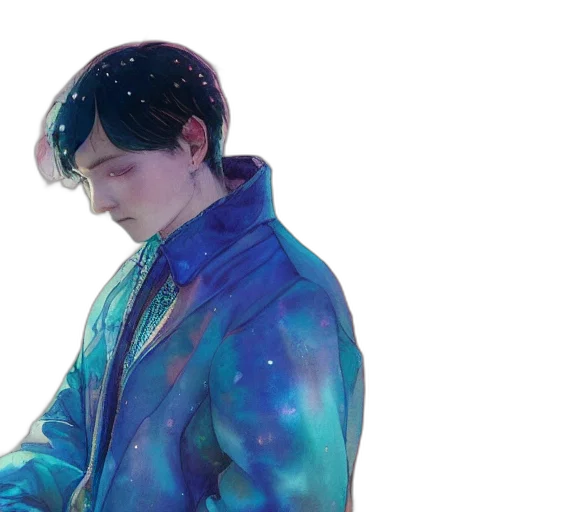 jacket, staff, watercolor, vaporwave transparent PNG cut-out