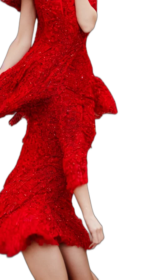 dress, photorealistic, red, fashion transparent PNG cut-out