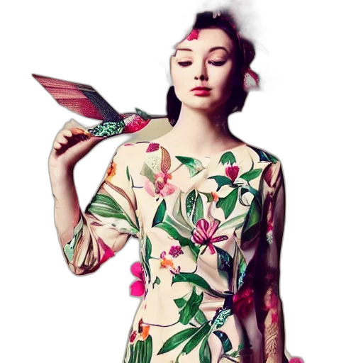 dress, staff, flower, umbrella transparent PNG cut-out