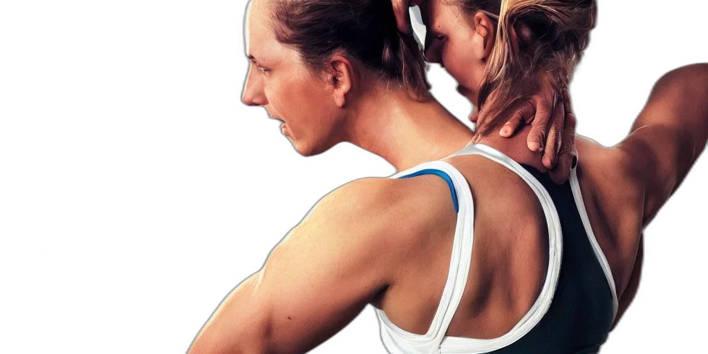 woman, exercising, her, shoulders transparent PNG cut-out