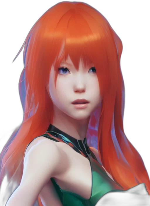 face, hair, dress, 3d render transparent PNG cut-out