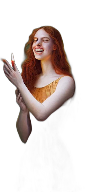 dress, face, staff, hair transparent PNG cut-out