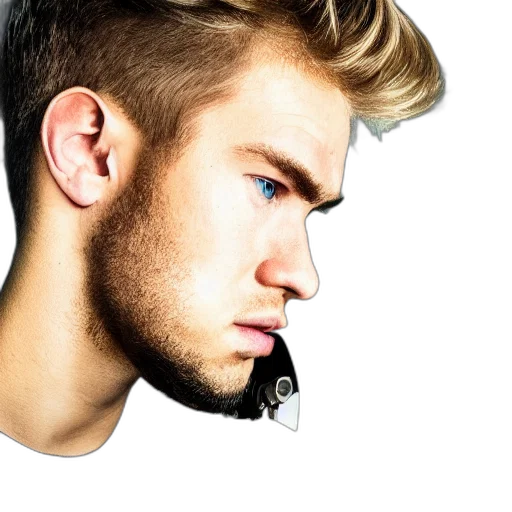 hair, face, staff, photorealistic transparent PNG cut-out