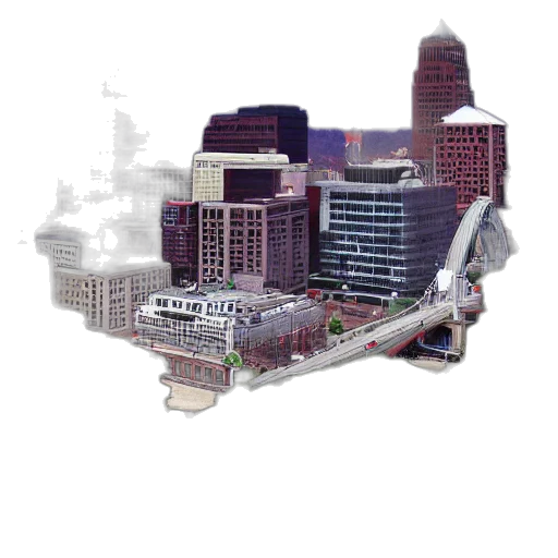 building, concept art, 3d render, pixel art transparent PNG cut-out