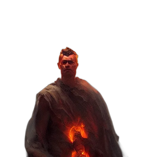 jacket, mask, staff, creature transparent PNG cut-out