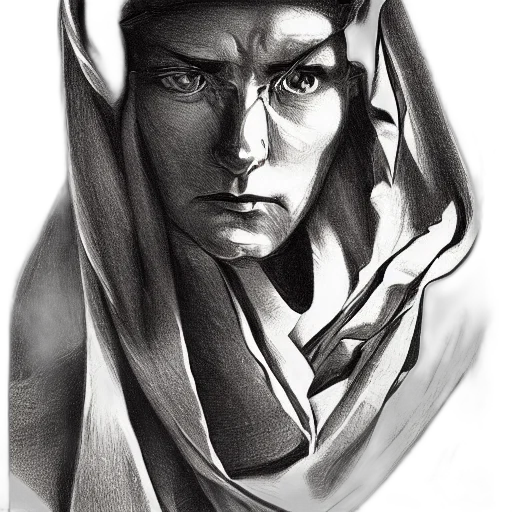 face, mask, hat, pencil sketch transparent PNG cut-out