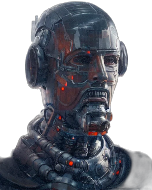 robot, face, mask, cyberpunk transparent PNG cut-out