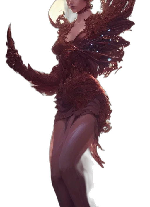 creature, dress, dragon, staff transparent PNG cut-out
