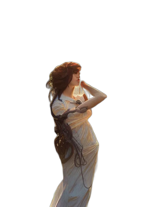 dress, staff, hair, crown transparent PNG cut-out