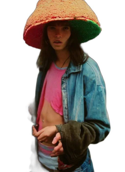 hat, jacket, umbrella, face transparent PNG cut-out