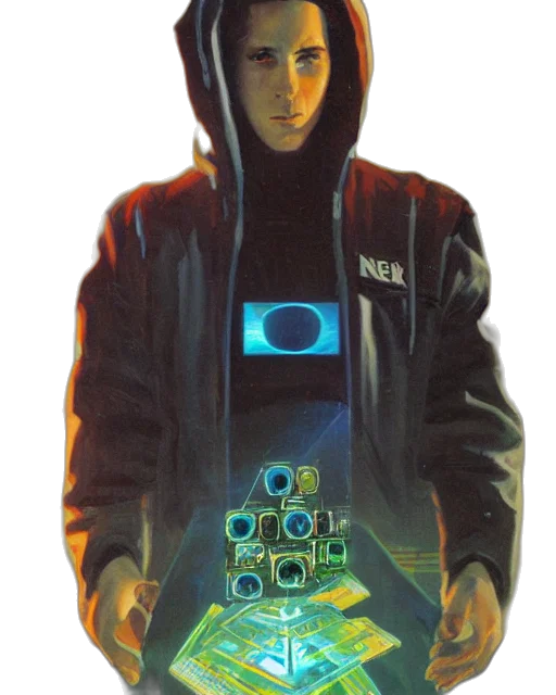 jacket, robot, face, staff transparent PNG cut-out