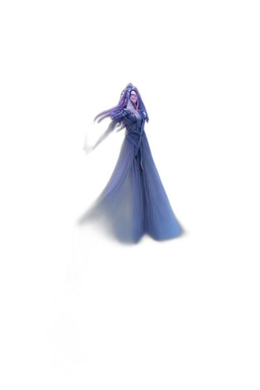 dress, creature, staff, hair transparent PNG cut-out