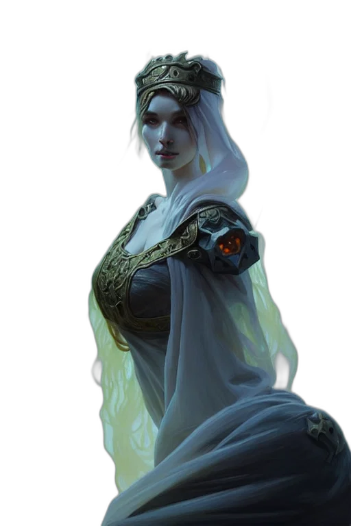 dress, staff, face, crown transparent PNG cut-out