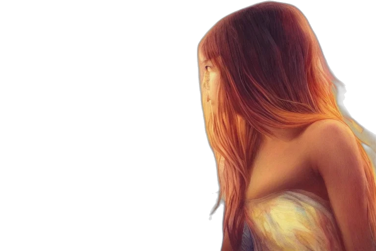 hair, dress, photorealistic, watercolor transparent PNG cut-out
