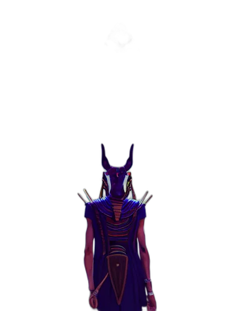 mask, creature, dress, staff transparent PNG cut-out