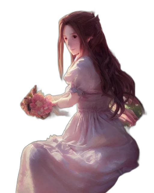 dress, crown, flower, face transparent PNG cut-out