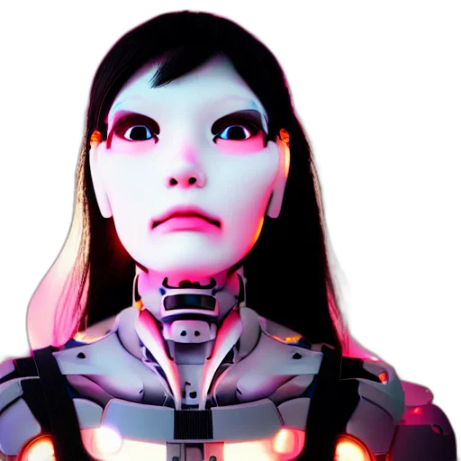 robot, face, mask, 3d render transparent PNG cut-out