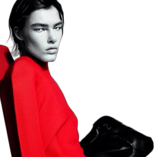 jacket, face, photorealistic, red transparent PNG cut-out