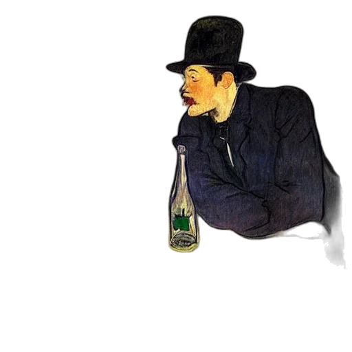 bottle, staff, hat, jacket transparent PNG cut-out