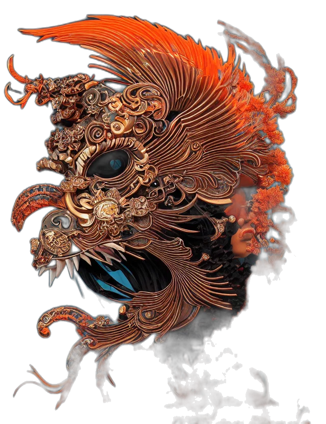 mask, dragon, crown, face transparent PNG cut-out