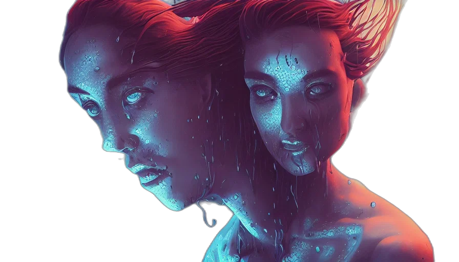 face, mask, concept art, cyberpunk transparent PNG cut-out