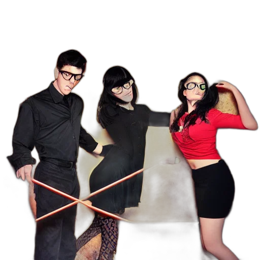 staff, three, friends, working transparent PNG cut-out