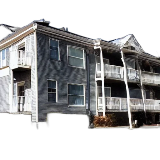 building, 3d render, photorealistic, haunted transparent PNG cut-out