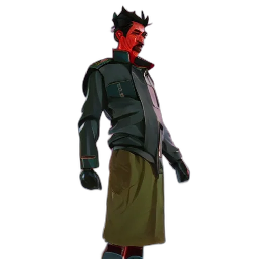 jacket, staff, concept art, 3d render transparent PNG cut-out