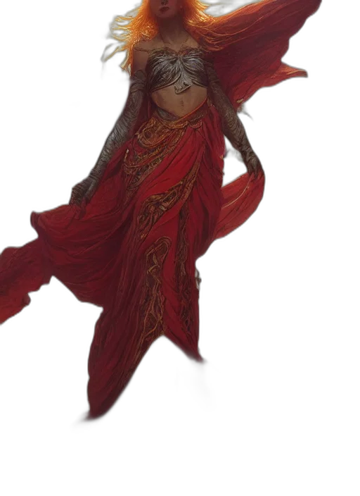 dress, staff, dragon, sword transparent PNG cut-out